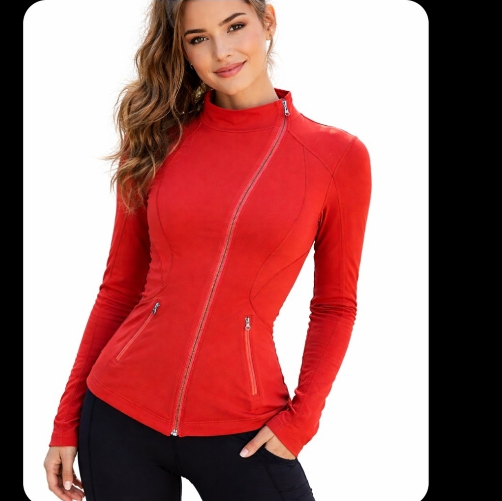 Red Asymmetrical Zipper Lululemon Zip Up Size 6